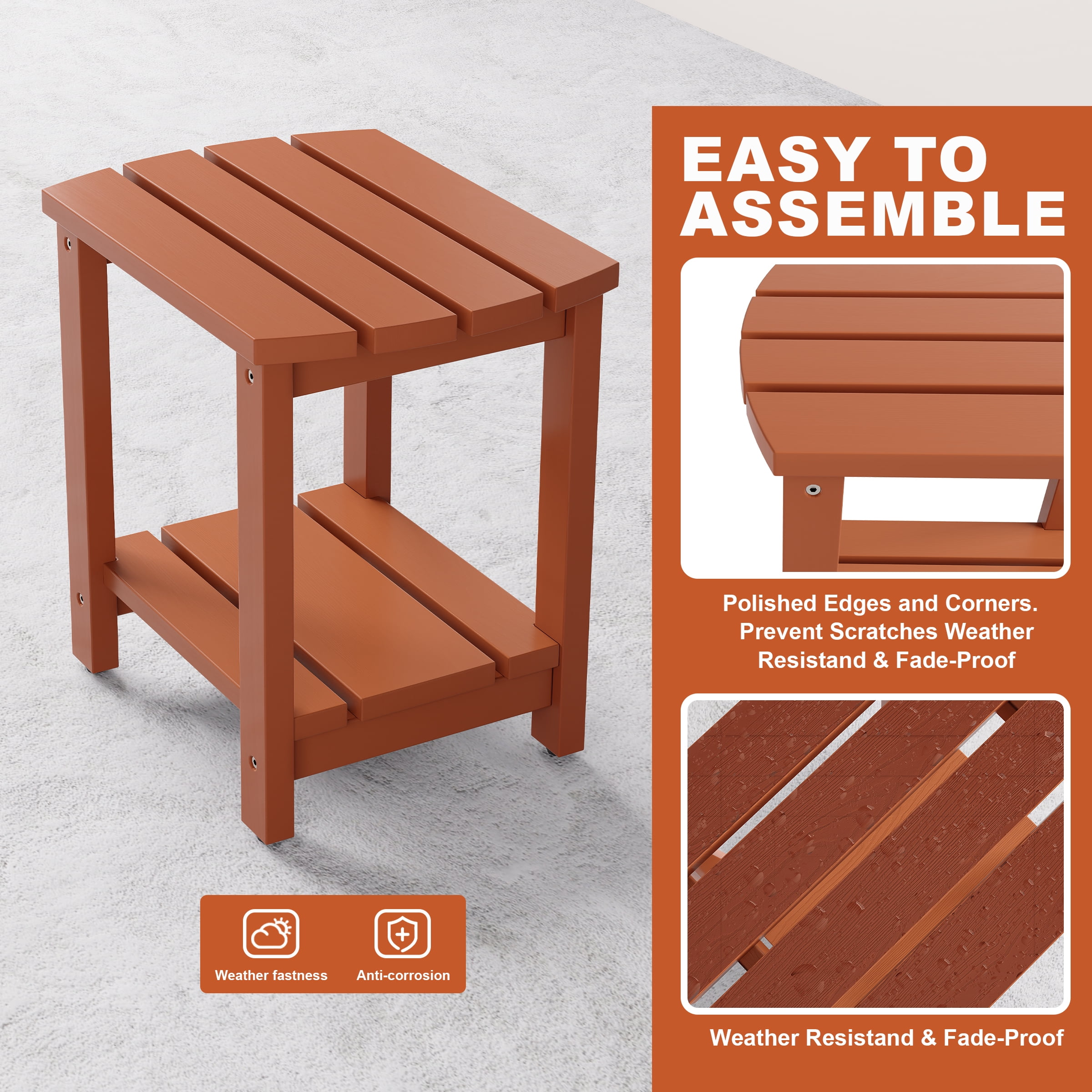Adirondack Side Table, Solid Wood End Tables, Small Outdoor Coffee Table Porch Table Pine Wood for Patio, Backyard,Pool, Indoor Companion