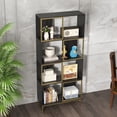 thumbnail image 4 of 4-Tier Industrial Bookcase, Corner Storage Shelf Metal Shelf for Small Space, Living Room, 4 of 11