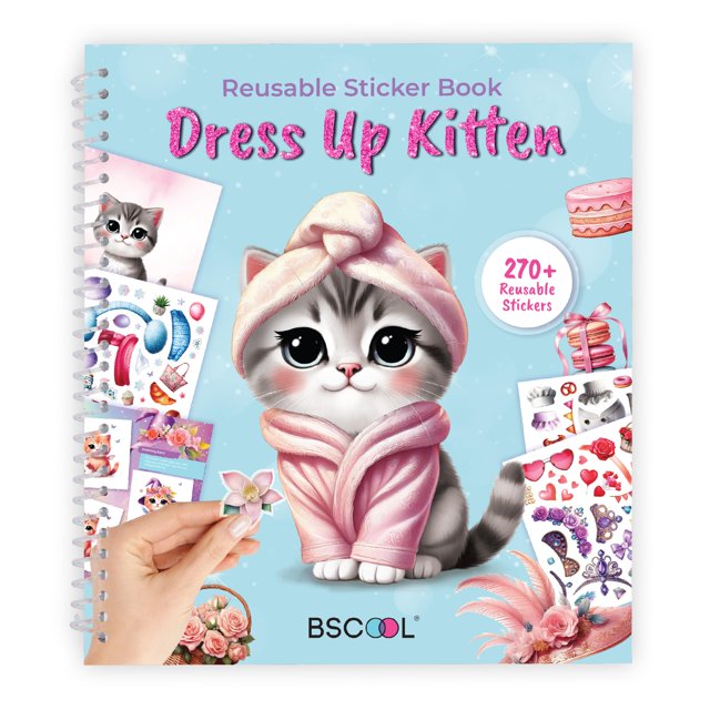 Adhesivo BSCOOL para libro de actividades, disfraz de gatito, con más de 270 pegatinas