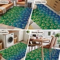 thumbnail image 6 of Area Rug 48×72in, Retro Peacock Texture Pattern Floor Carpet Living Room Rug, Green Blue Non-Slip Welcome Mat Indoor Rugs for Bedroom Dining Room, 6 of 9