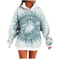 thumbnail image 3 of CFLVAEK Women's Tie Dye Hoodies Oversized Long Sleeve Hooded Sweatshirts Oversized Drawstring Hoodie Fall Fashion 2025 Outfits Gray XL, 3 of 6