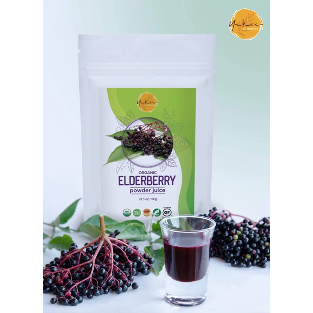 Yakee Certified Organic Elderberry Juice Powder 3.5 oz USDA Certified