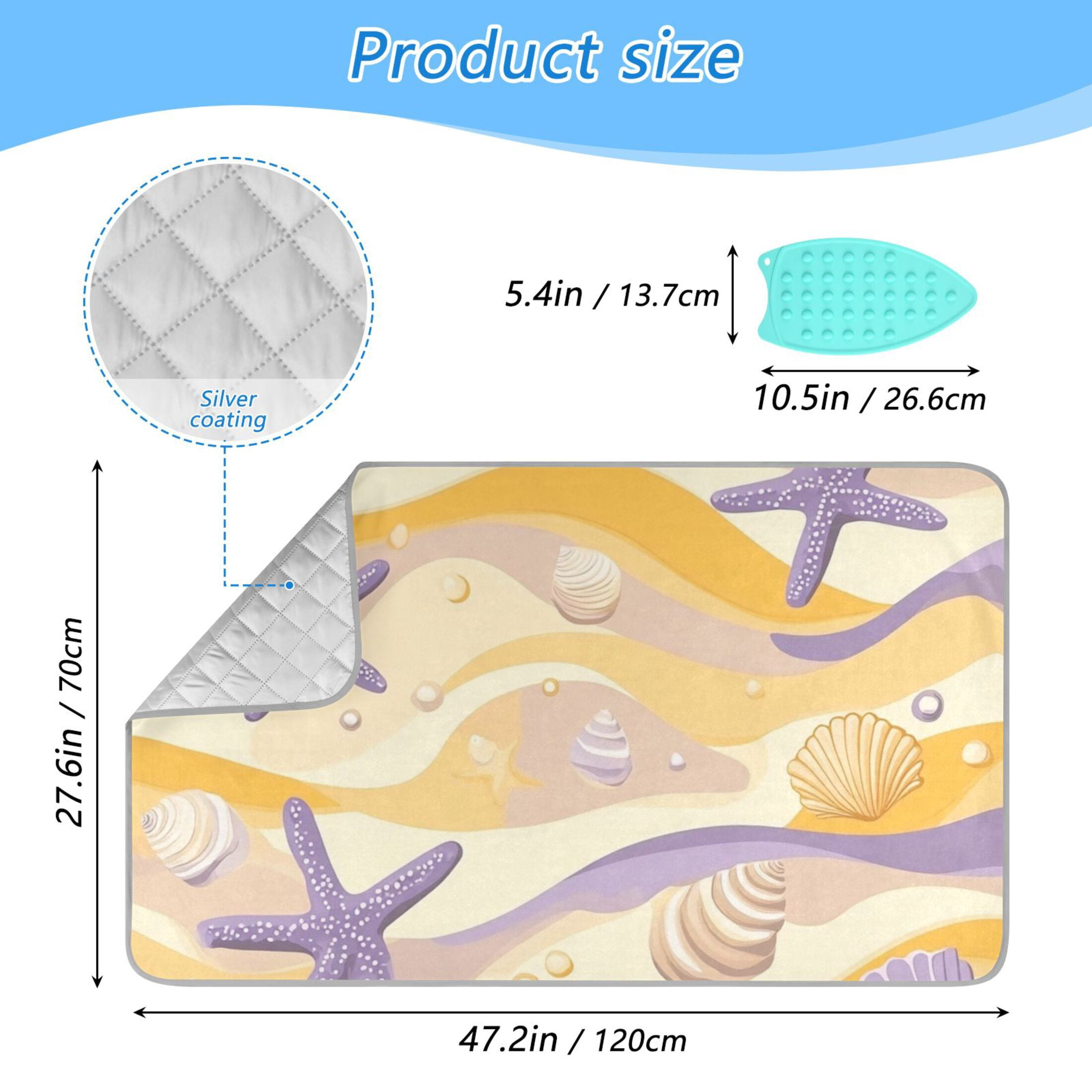 Purple and Yellow Shells Starfishes Ironing Mat Blanket Portable Travel Ironing Pad Heat Resistant Pad 47.2" x 27.6”