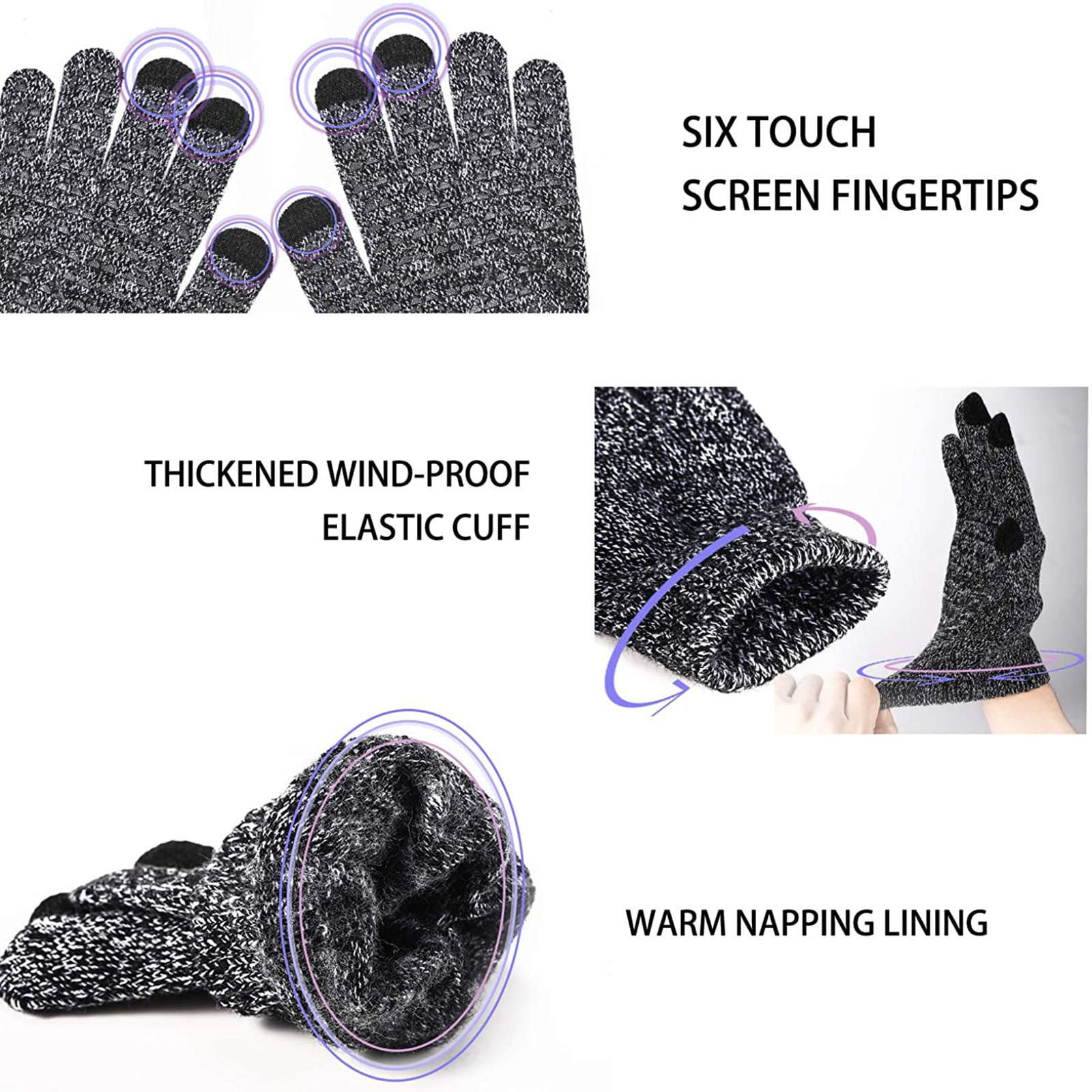 Buy SINOPHANT Winter Knit Gloves with Touchscreen Fingers, Anti-Slip  Silicone Gel Online at desertcartKUWAIT