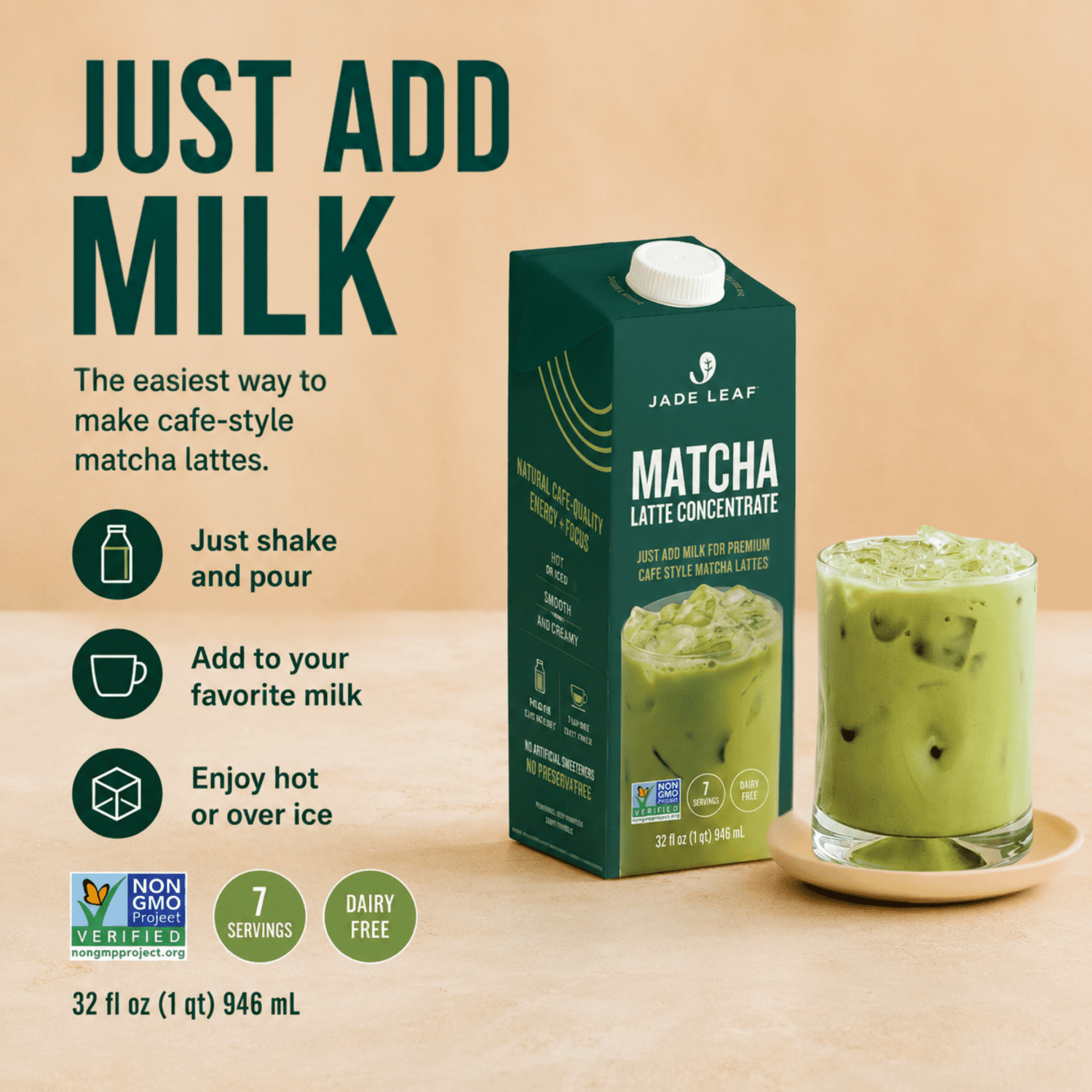Jade Leaf 32 fl oz Matcha Green Tea Latte Mix Concentrate