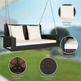 thumbnail image 2 of Pemberly Row 2 Person Patio Rattan Hanging Porch Swing Bench Chair Beige, 2 of 8
