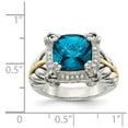 thumbnail image 2 of 925 Sterling Silver Polished Oxidized With 14k London Blue Topaz W Diamond Ring Size 8 Ring for Women, 2 of 2
