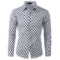 thumbnail image 1 of Camisas de hombre con lunares, manlarga, corte ajustado, estampado, camicon botones blanco, Blan52, 1 of 7