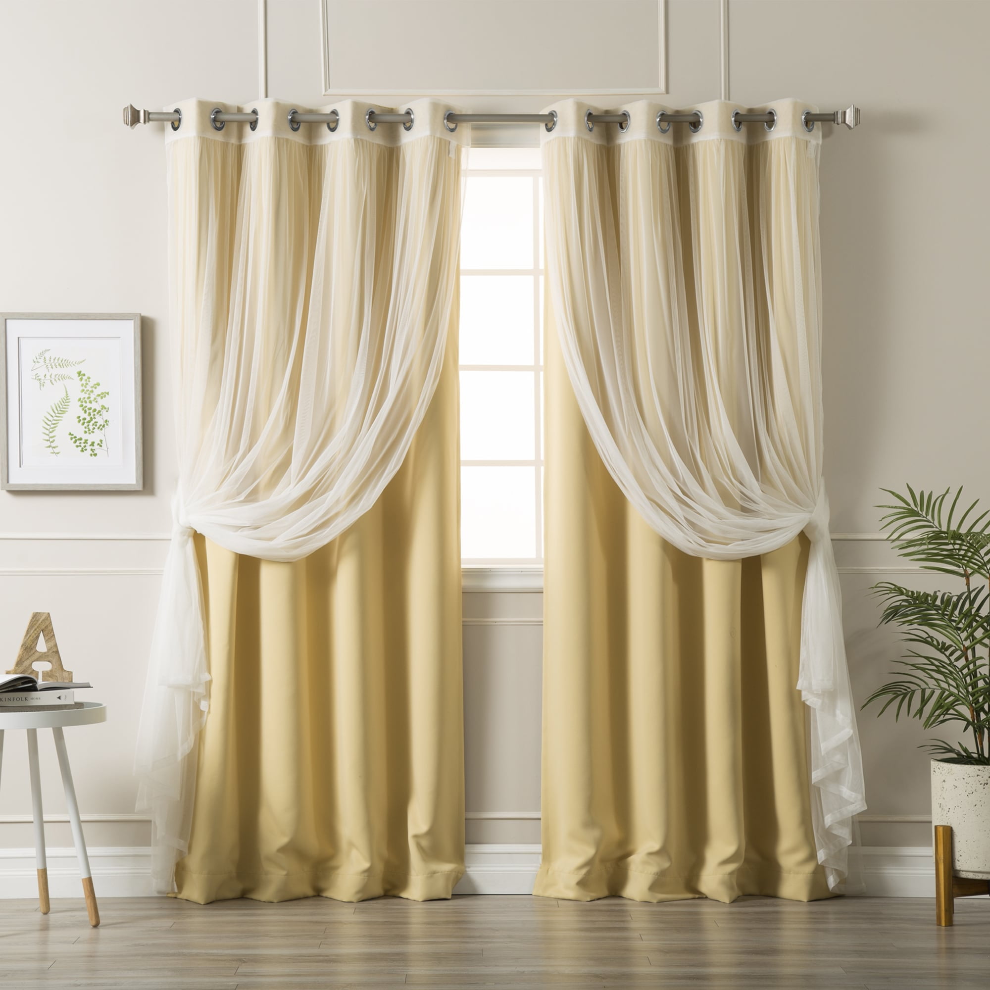 Aurora Home Mix And Match Blackout Tulle Lace Sheer 4 Piece