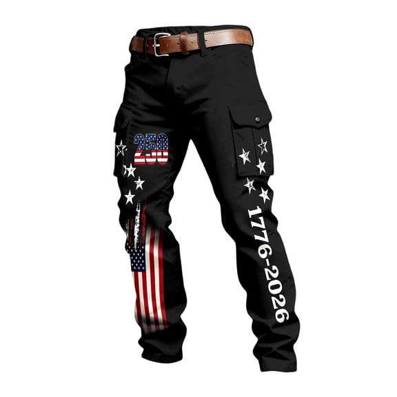 Men's Vintage American Flag Utility Work Pants for Patriotic Events