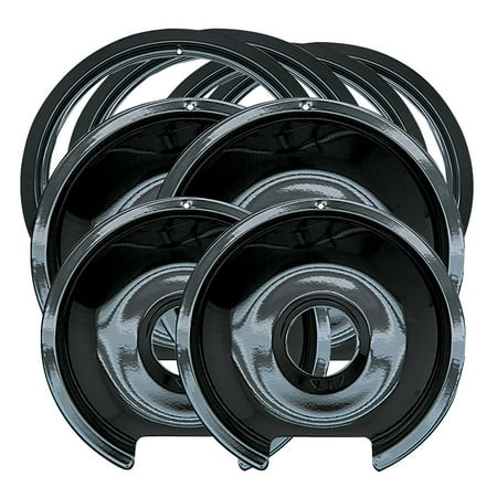 Electric Range Trim Ring - Range Kleen 8-Piece Drip Pan and Trim Ring, Style D fits Hinged Electric Ranges GE/Hotpoint/Kenmore, Black Porcelain