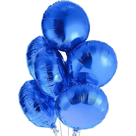 KatchOn, Royal Blue Balloons - 18 Inch, Pack of 6 | Royal Blue Mylar Balloons for Blue Birthday Decorations | Metallic Blue Balloons | Blue Foil Balloons for Blue Party Decorations, Blue Decorations