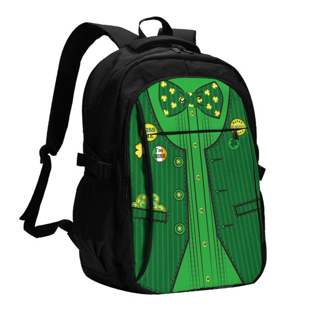 Disketp St Patrick's day Mochila de Viaje Estampada para Laptop con Puerto de Carga USB, Mochila Impermeable para Computadora – Regalo para Hombres y Mujeres