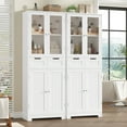 thumbnail image 4 of Homfa 4 Doors Bathroom Cabinet, 3-Tier Wood Tall Linen Storage Cabinet with 2 Drawers for Living Room Office, White, 4 of 8