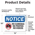 thumbnail image 2 of (2 Pack) No Cameras No Photos No Videos Sign, 2 of 7