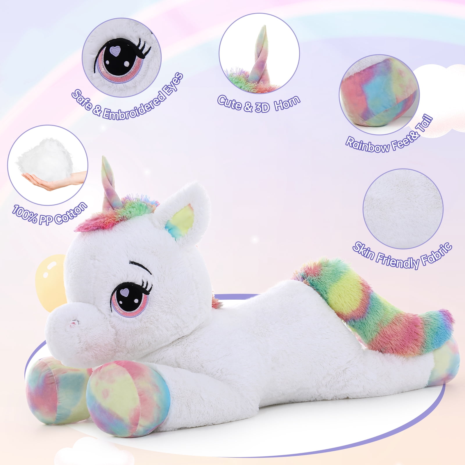 MaoGoLan 43'' Giant Unicorn Stuffed Animal Cute White Unicorn Plush Toy