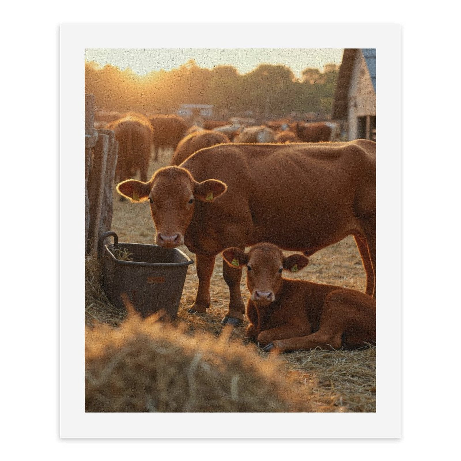 Paint by Numbers Kit for Adults, Cows Sunset Farm Scene Paint by Numbers, Easy Paint by Numbers Kit for Adults Beginner, DIY Adult Paint by Number Kits on Canvas, Home Decor