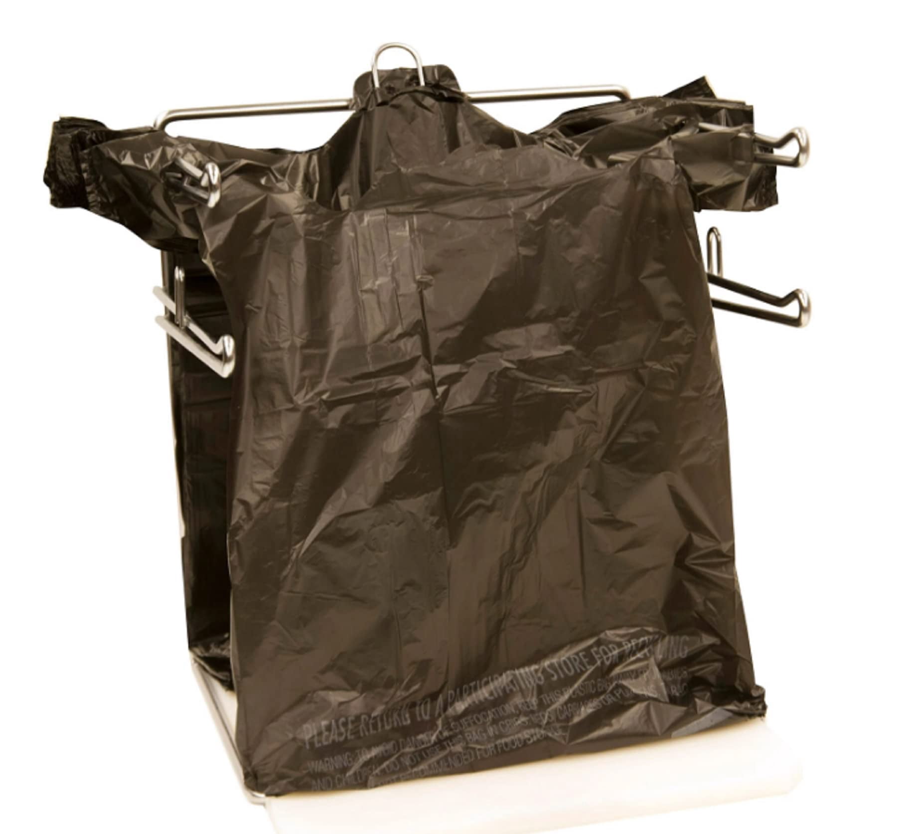 Poly America 1,000 Count Black T-Shirt Carryout Bags, 11.5" x 6.5" x 22"
