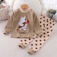 thumbnail image 2 of TOWED22 Outfit Set for Toddler Boys Long Sleeve Print Crewneck Cotton Tee Elastic Waist Pants 2 Piece Fall Winter Clothes(Khaki,5-6 Y), 2 of 4