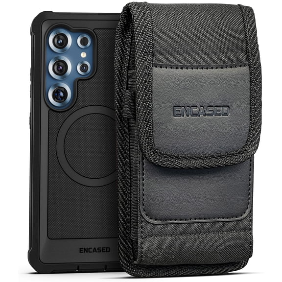 Encased 2-in-1 Belt Pouch and Phone Case for Samsung Galaxy S25 Ultra (2025) Full Body Protection with Holster Clip and Screen Protector Included (Black)