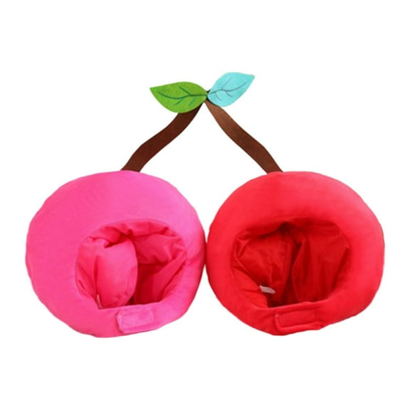 Hat Head Cover Funny Cherry Novelty Plush Soft Material for Masquerade Ball Couple Dress Up Events