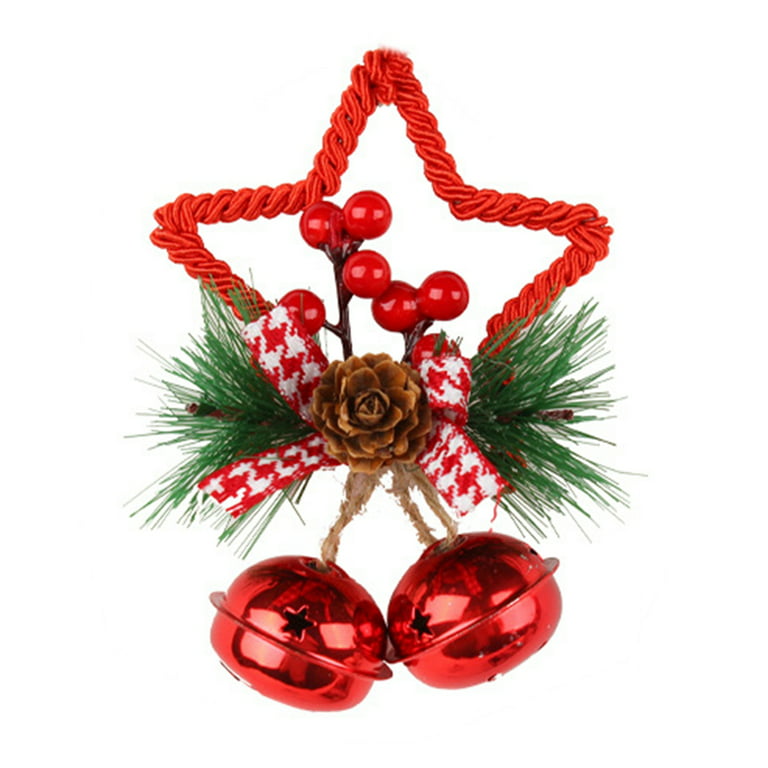 *6/set, Red Bead & Jingle Bell Ornaments