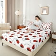 thumbnail image 4 of Manfei Ladybird Ladybug 3pcs Twin Sheet Sets,Kawaii Animal Twin Fitted Sheet,Black Red Breathable Flat Sheet,Lightweight Cute Bedroom Decoration, 4 of 7