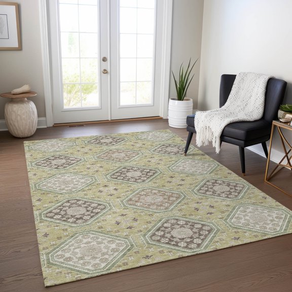 Addison Rugs Machine Washable Indoor/ Outdoor Boho Medallion Chantille Rug 10' x 14' - Aloe