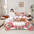 thumbnail image 3 of Erosebridal Red Flowers Blossom Twin Comforter Sets,Cute Farm Highland Cow Bedding Set For Men Women, Reversible 2 Pieces, 3 of 7