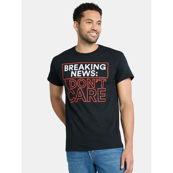 Breaking News I Don't Care Men's and Big Men's Graphic Tee, Sizes S-3XL