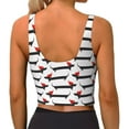 thumbnail image 3 of Haiem Christmas Dachshund Pattern Womens Sports Bra - U Neck Padded Low Impact Yoga Bra Workout Crop Top Gym Moisture-Wicking Workout Vest -Large, 3 of 9