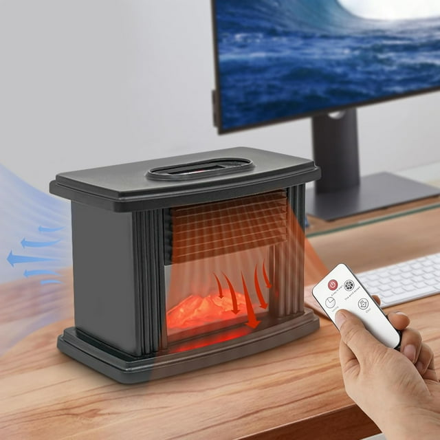 BotaniNest 2024 Nouveau Poêle à Cheminée Autonome avec Flamme 3D Réaliste Poêle Intérieur 1000W Portable Petit Poêle à Cheminée avec Thermostat