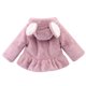 thumbnail image 5 of Abrigo grueso con capucha de invierno para niñas pequeñas, de color sólido, de felpa gruesa, con orejas de conejo y flores lindas., 5 of 5