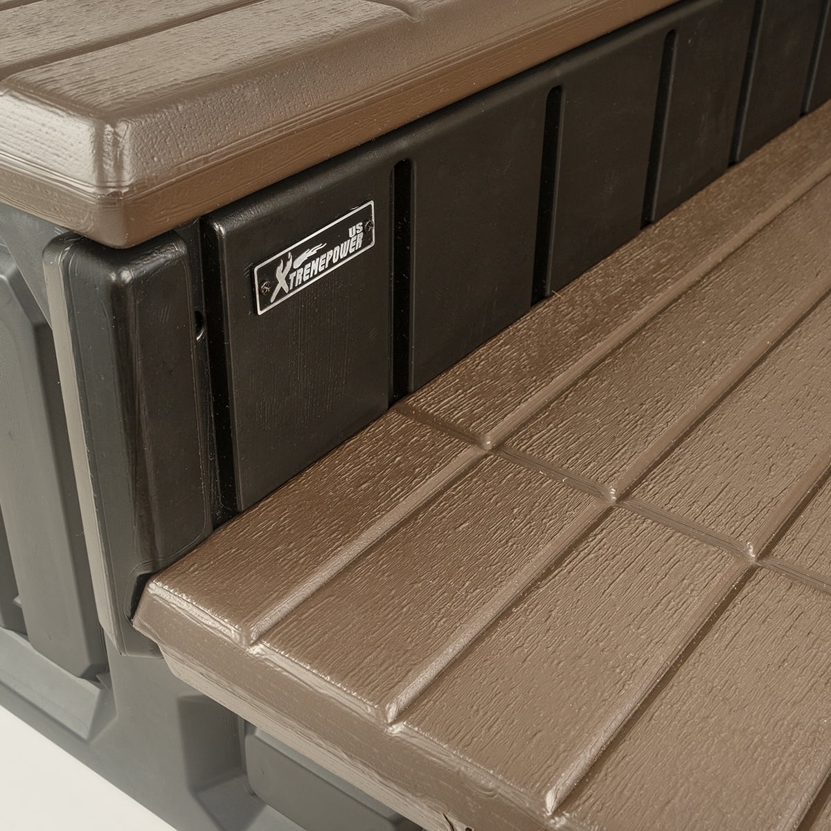XtremepowerUS Hot Tub Steps With Storage, Spa Step, 36" Length, Camper/Deck Steps, Anti-Slip Brown