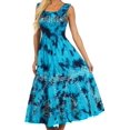 thumbnail image 3 of Sakkas Jamilah Gypsy Boho Peasant Batik Dress - OceanBlue - One Size, 3 of 4