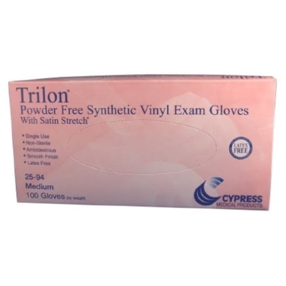 McKesson 14-116 Exam Glove NonSterile Clear Powder Free Vinyl Ambidextrous Smooth Medium Box of 100