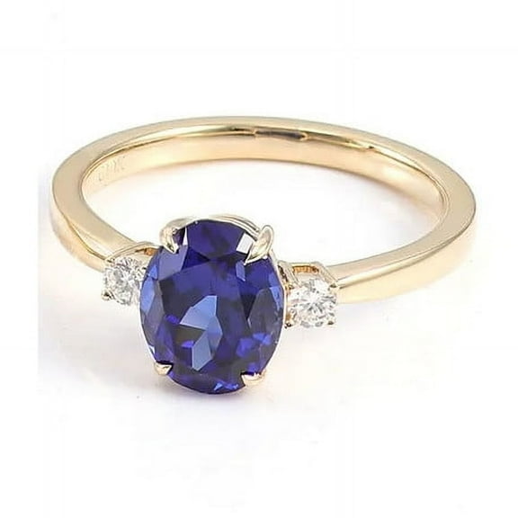 Oval-Cut Lab-Created Blue Sapphire and Moissanite Solitaire Engagement Ring in 925 Sterling Silver – Timeless Elegance, Dazzling Brilliance