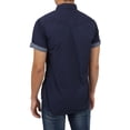 thumbnail image 2 of Ma Croix Mens Roll Up Sleeve Collar Button Down Chambray Striped Short Long Sleeve Casual Shirt, 2 of 3