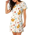 thumbnail image 2 of Kdxio Squirrel Maple Leaves And Nuts Pattern Womens Short Sleeve Sleepshirt Scoopneck Cute Nightdress Ruffle Comfy Nightgown, 2 of 6