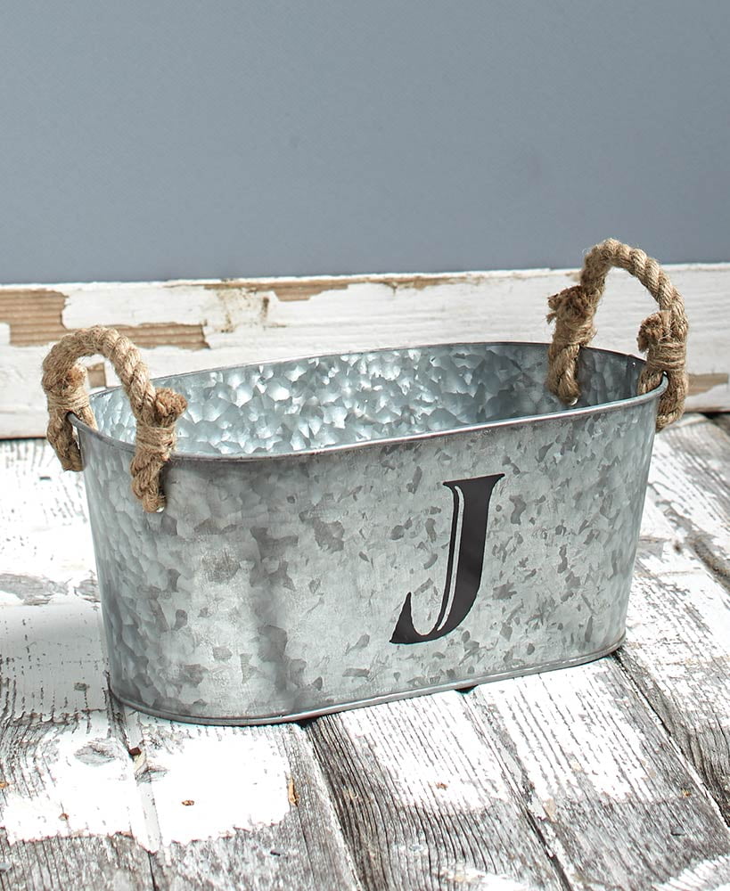 Galvanized Monogram BucketsJ
