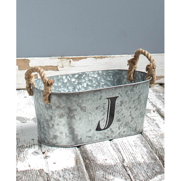 Galvanized Monogram BucketsJ