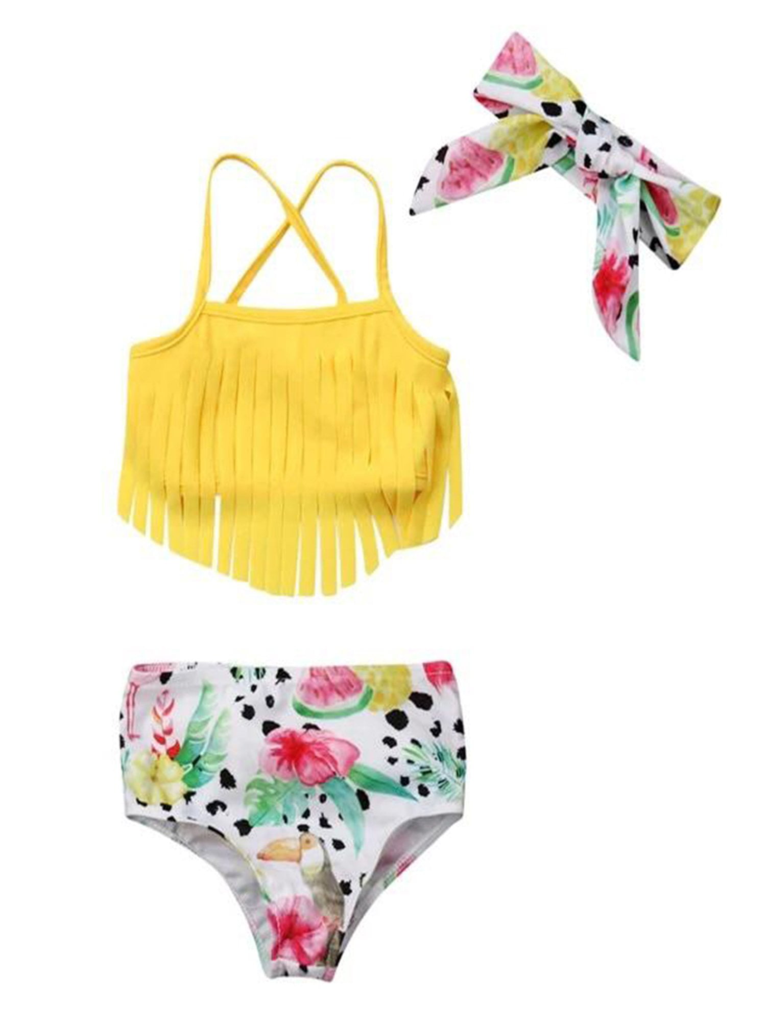 StylesILove Infant Baby Girls Yellow Fringe Tropical Bikini Swimsuit ...