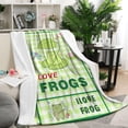 thumbnail image 3 of Frog Blanket Cute Print Flannel Throw Gift for Childs Teens Adults Super Soft Snuggle Portable Foldable Bed Sofa Couch Novelty Unisex 130x150 Green 50x60, 3 of 5