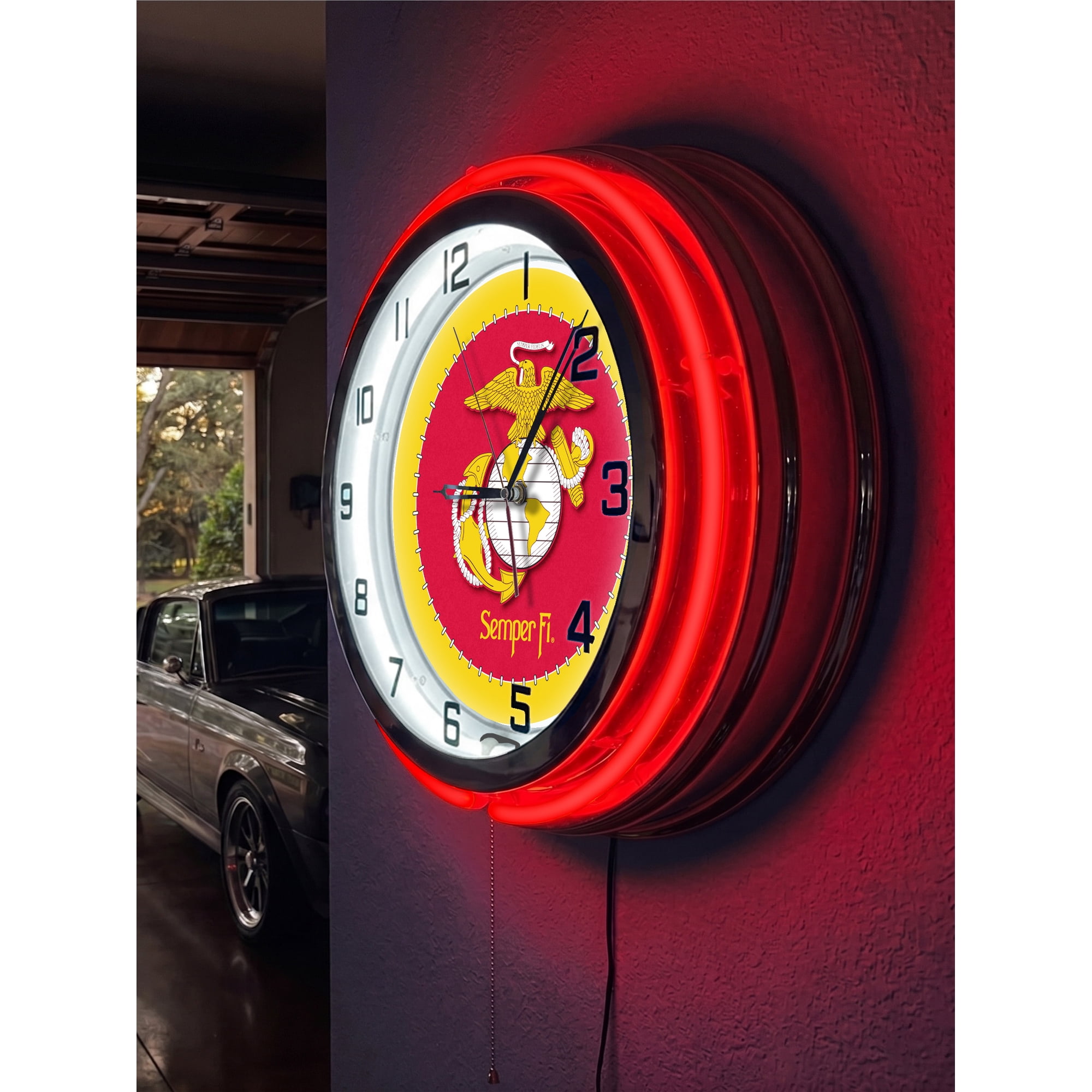 United States Marine Corps (Red/Yellow) 19 Double Neon Wall Clock
