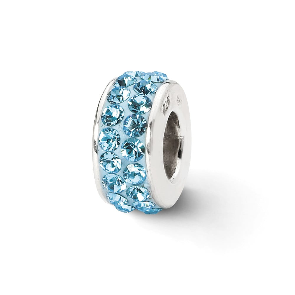 Sterling Silver Reflection Blue Double Row Crystal Solid Bead