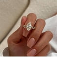 thumbnail image 3 of vylahjewellery Six Prongs Marquise Cut Engagement Ring Moissanite Diamond Wedding Ring Vermeil Yellow Gold Valentine's Gift Ring Unique Anniversary Bridal Set for Her, 3 of 7