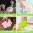thumbnail image 4 of Raspador de masa de plástico, 3 unidades (verde, blanco y rosa), cortador de masa de plástico para masa, pasteles, pizzas, etc., 4 of 5