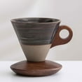 thumbnail image 3 of Tazas de Helado, Elegante Cónico Taza de Café 200Ml con Base de Madera, Vintage Cerámica Gruesa en Forma de Embudo Taza de Café Tazas de Cerámica, 3 of 7