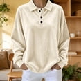 thumbnail image 6 of Women Winter Warm Velvet Tops Polo Neck Casual Fashion Soft Long Sleeve Oversized Blouses Khaki S, 6 of 7