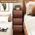 thumbnail image 5 of WIRRYTOR Curved Wave Narrow Nightstand Set of 2 for Bedroom, Mid-Century Modern 3 Drawer Slim Bedside Tables, Retro End Table Set of 2, Walnut, 5 of 9